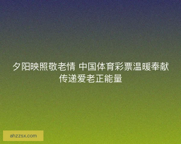 夕阳映照敬老情 中国体育彩票温暖奉献传递爱老正能量